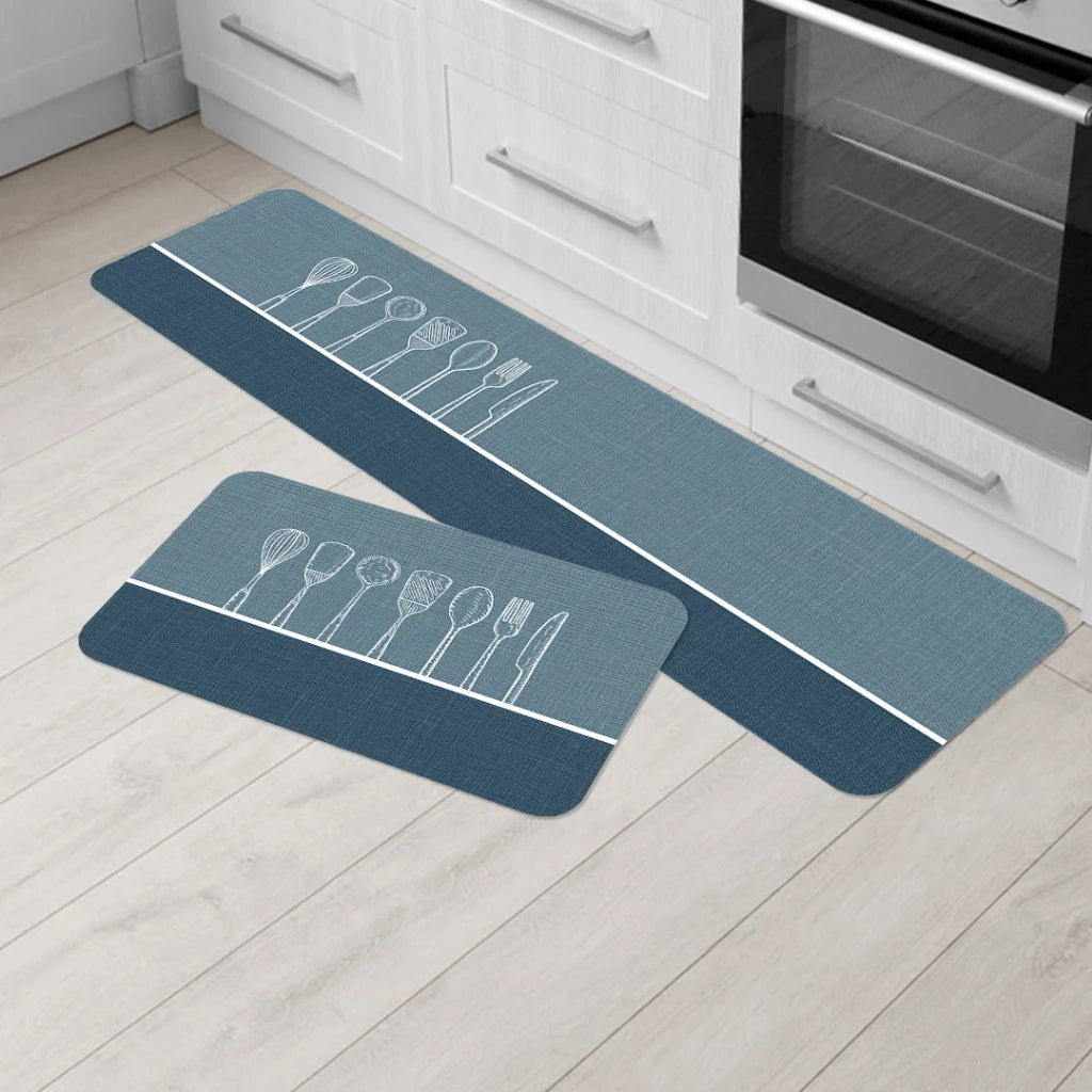 Kit 2 Tapetes Estampados para Cozinha Antiderrapante