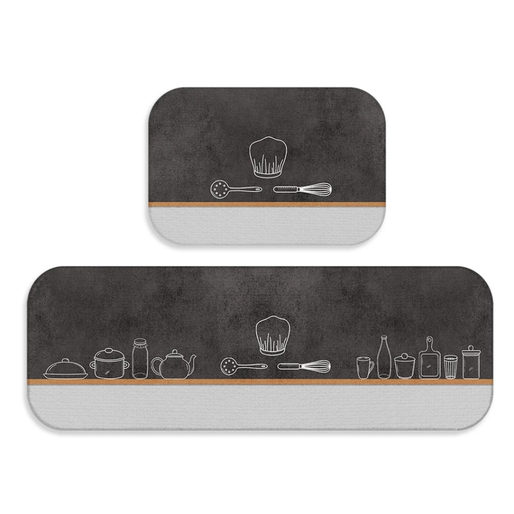 Kit 2 Tapetes Estampados para Cozinha Antiderrapante