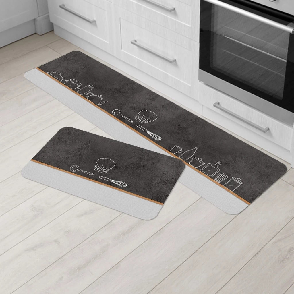 Kit 2 Tapetes Estampados para Cozinha Antiderrapante