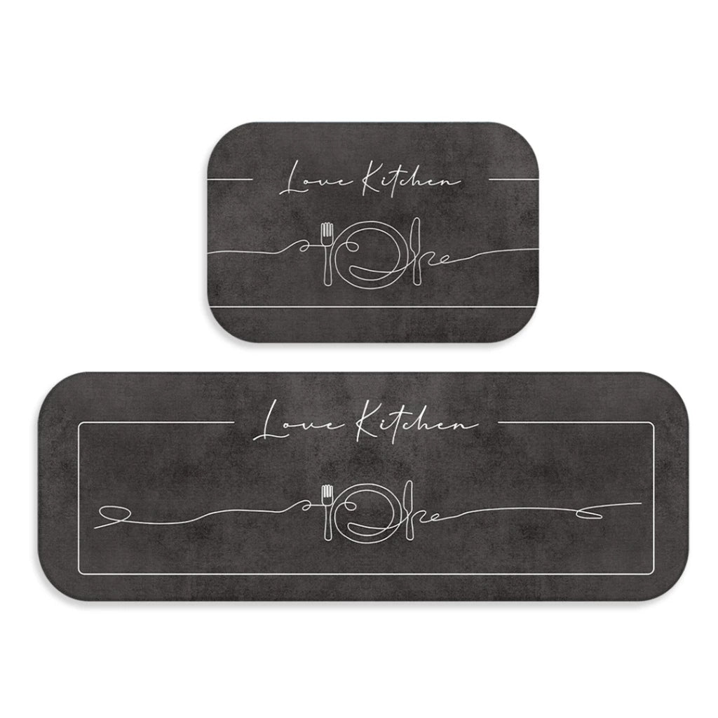 Kit 2 Tapetes Estampados para Cozinha Antiderrapante