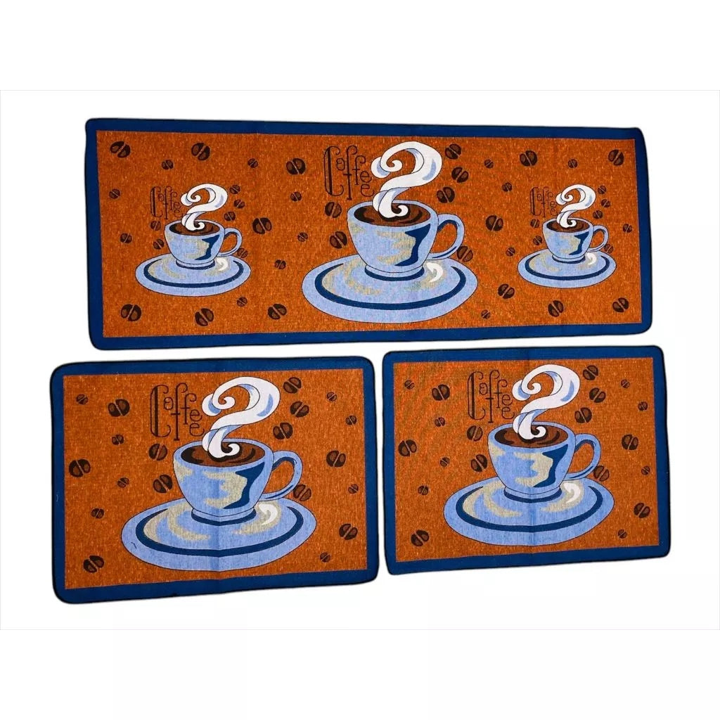 Kit 3 Tapetes Estampados para Cozinha Antiderrapante