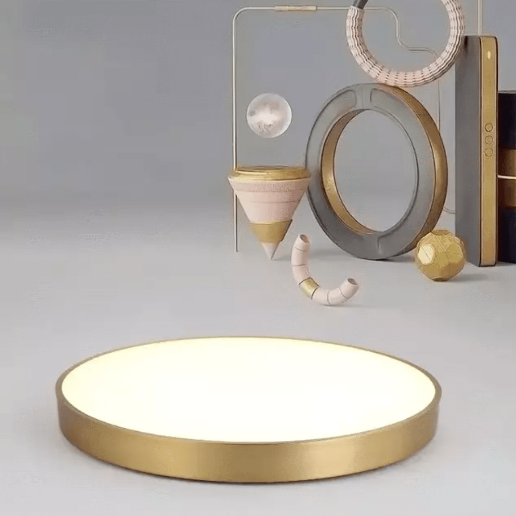 Luminária de Teto Decorativa Dourada Redonda LED