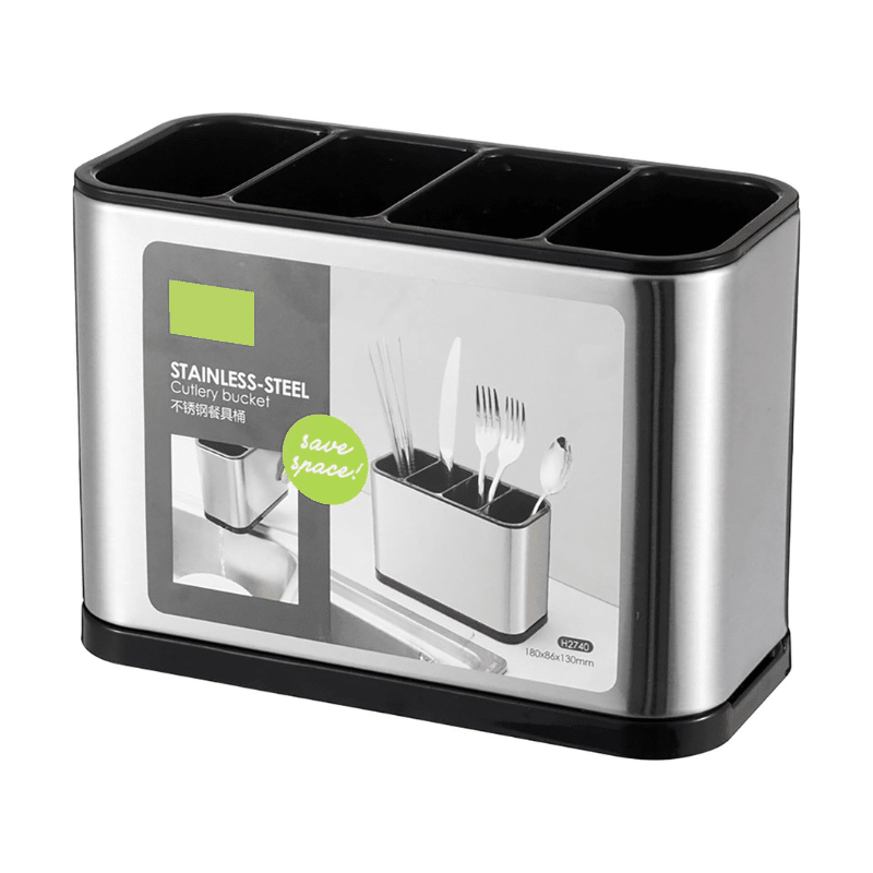 Porta Talheres em Inox com 4 Compartimentos